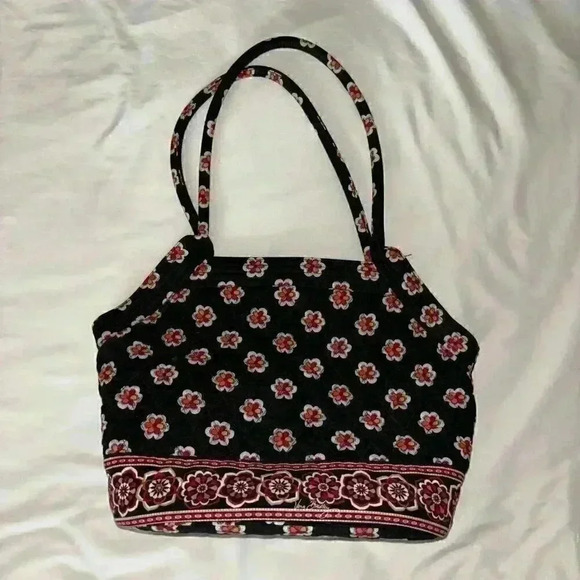 Vera Bradley | Pirouette Black Floral Purse/Shoulder Bag with Zippered Closure - Picture 1 of 11